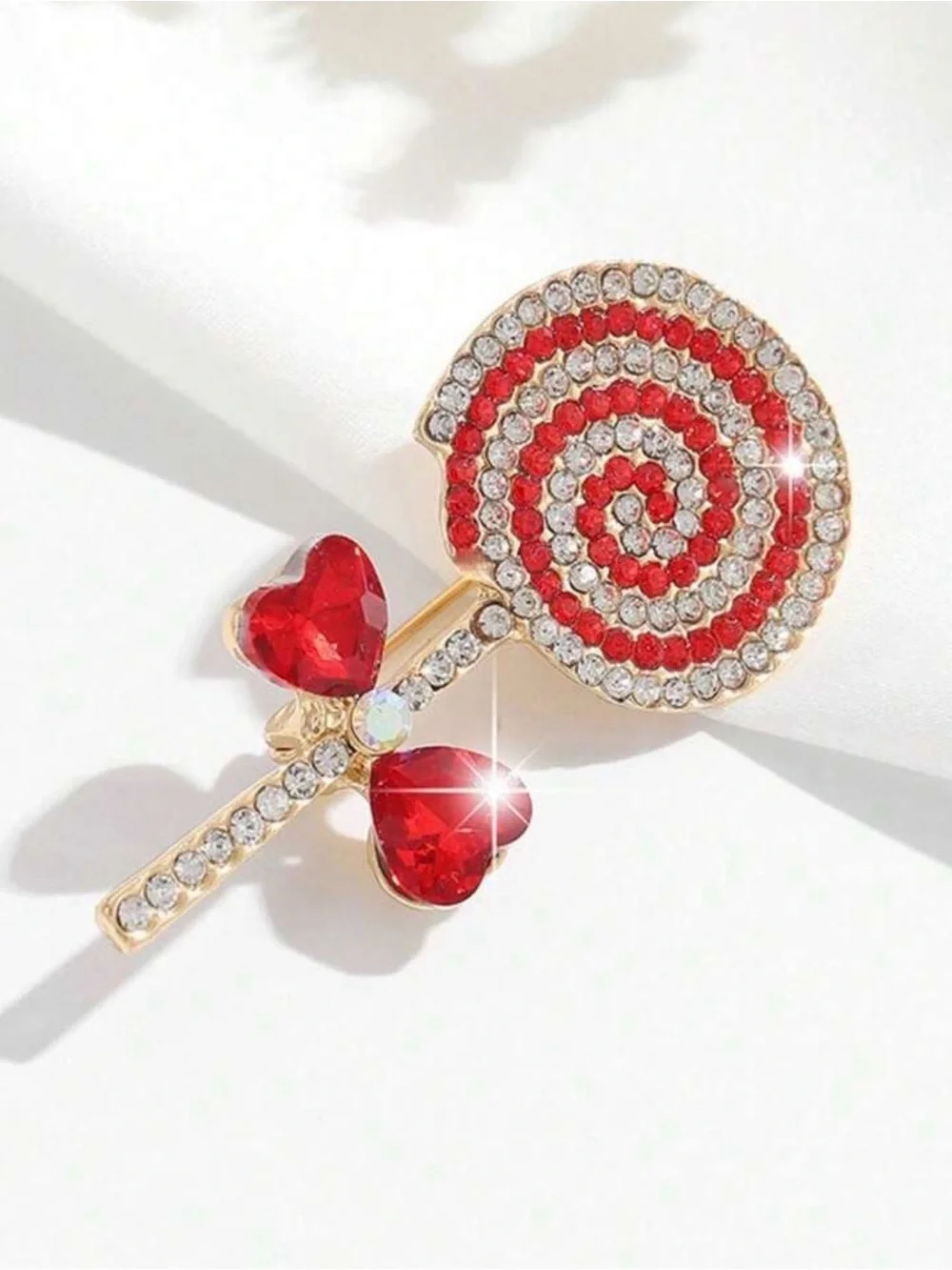 Red Crystal Lollipop Brooch Pin by
